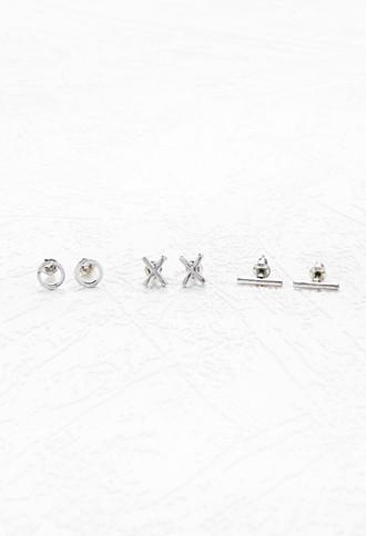 Forever21 Xs And Os Stud Set (b.silver)