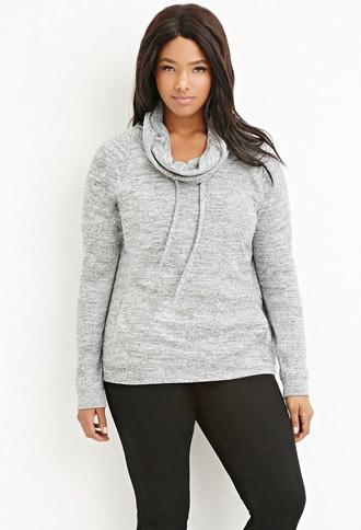 Forever21 Plus Drawstring Funnel Neck Pullover