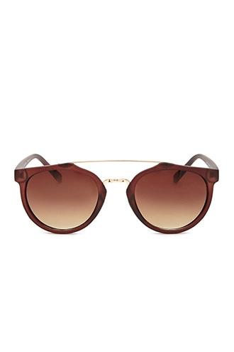 21 Men Orange & Brown Men Browline Sunglasses