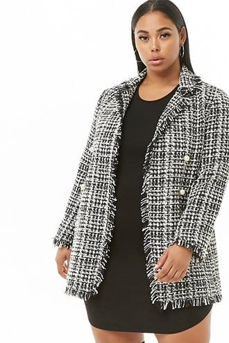 Forever21 Plus Size Faux Pearl Tweed Coat