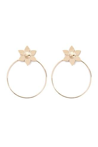 Forever21 Flower Drop Hoop Earrings