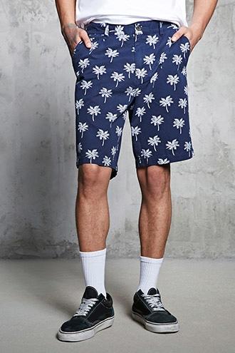 Forever21 Palm Tree Print Chino Shorts