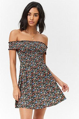 Forever21 Ditsy Floral Off-the-shoulder Dress