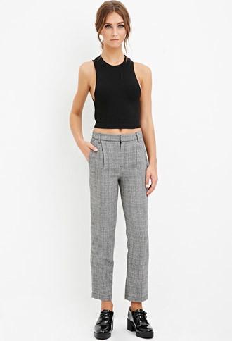 Forever21 Wool-blend Plaid Trousers