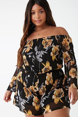 Forever21 Plus Size Mesh Floral Romper