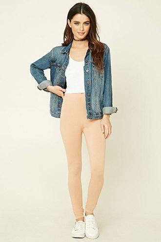 Forever21 Women's  Nude Heathered Knit Leggings
