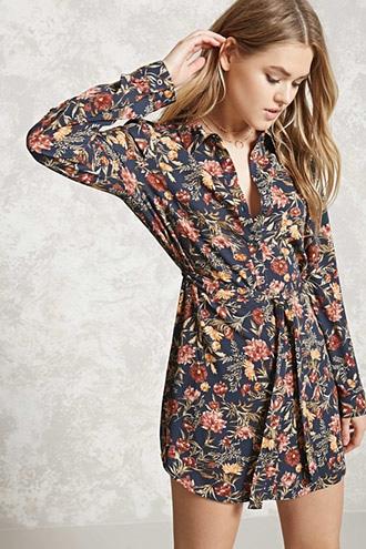 Forever21 Floral Print Shirt Dress