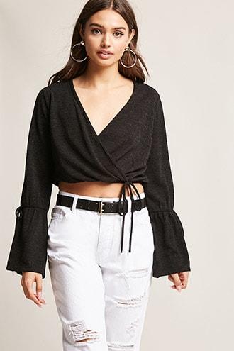 Forever21 Mock Wrap Crop Top