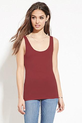Forever21 Women's  Rust Stretch Knit Tank
