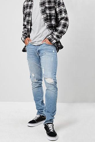 Forever21 Distressed Ankle-zip Skinny Jeans