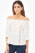 Forever21 Off-the-shoulder Embroidered Top