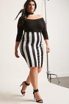 Forever21 Plus Size Striped Pencil Skirt
