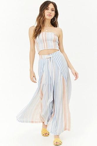Forever21 Striped Tube Top & Pant Set