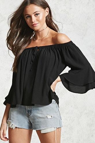Forever21 Off-the-shoulder Keyhole Top