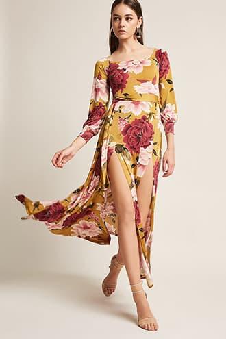 Forever21 Floral Off-the-shoulder Maxi Dress
