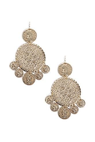 Forever21 Filigree Coin Drop Earrings