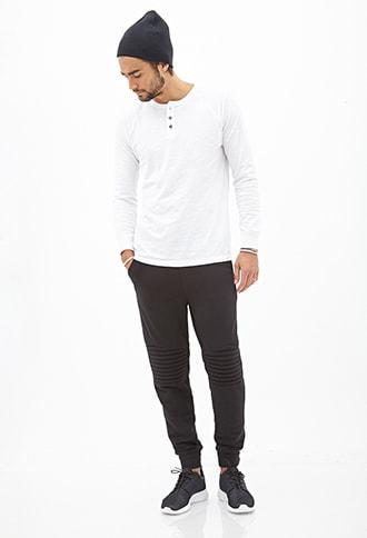 Forever21 Rib-paneled Moto Sweatpants