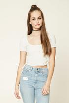Forever21 Women's  Ribbed Lace-up Side Top