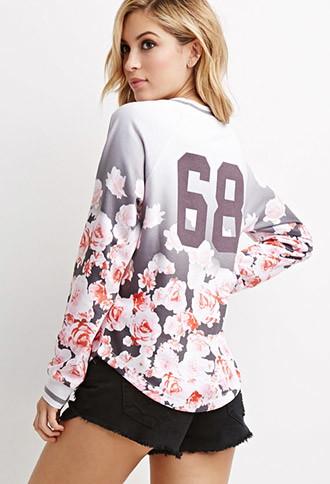 Forever21 Ombre Floral Print Pullover