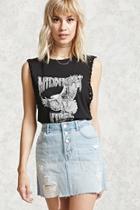 Forever21 Distressed Denim Buttoned Skirt