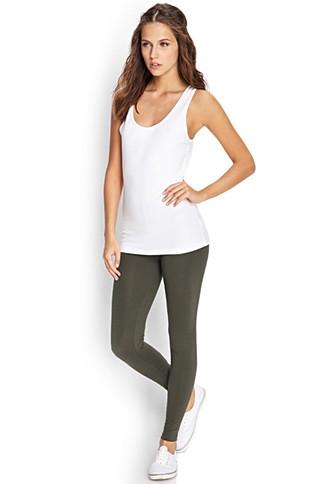 Forever21 Plus Women's  Dark Olive Favorite Ankle Leggings