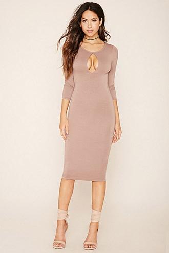 Forever21 Women's  Keyhole Cutout Midi Dress