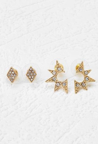 Forever21 Rhinestoned Sunburst Stud Set