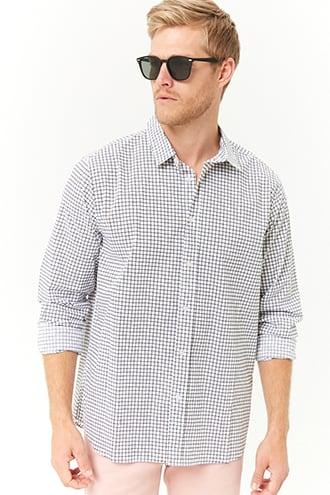 Forever21 Grid Print Slim-fit Shirt