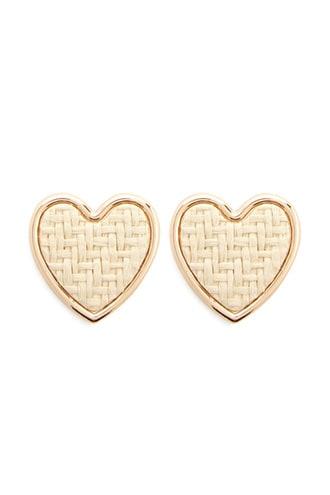Forever21 Heart-shaped Rattan Stud Earrings
