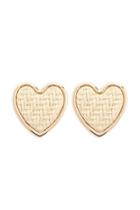 Forever21 Heart-shaped Rattan Stud Earrings