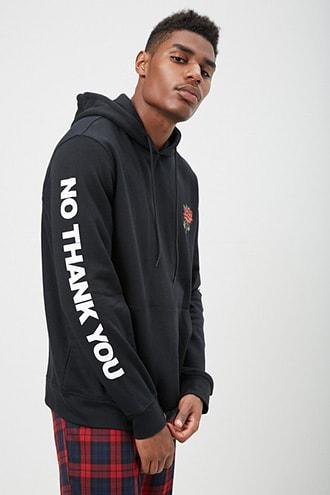 Forever21 No Thank You Graphic Fleece Hoodie