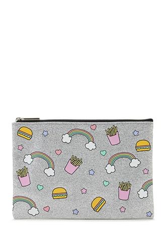 Forever21 Cheeseburger Print Makeup Pouch