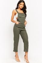 Forever21 Cuffed Linen-blend Overalls