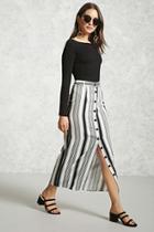 Forever21 Striped Button-front Maxi Skirt