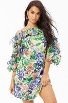 Forever21 Pleated Ruffle-trim Floral Print Dress