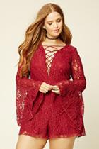 Forever21 Plus Women's  Plus Size Floral Lace Romper