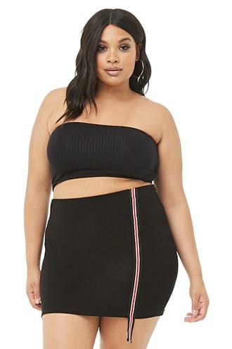 Forever21 Plus Size Striped Trim Mini Skirt