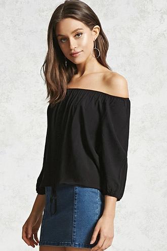 Forever21 Off-the-shoulder Drawstring Top