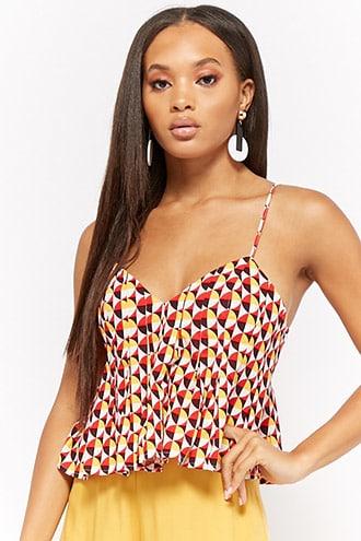 Forever21 Geo Print Flare-hem Cami