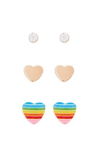 Forever21 Heart & Rhinestone Stud Earrings