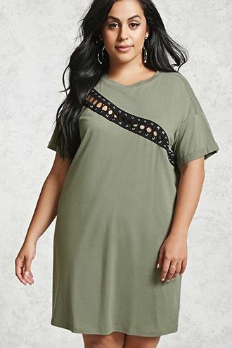 Forever21 Plus Size Grommet Strip Dress