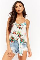 Forever21 Floral Print Tie-front Cami