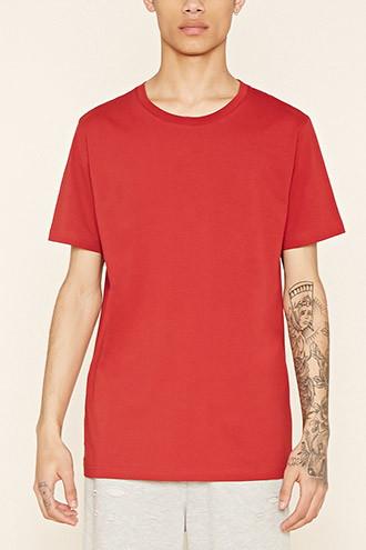 21 Men Men's  Red Cotton Crew Neck Tee