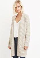 Forever21 Women's  Textured Open-front Cardigan (taupe/cream)