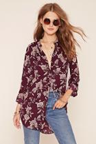 Forever21 Women's  Floral Longline Top