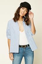 Forever21 Women's  Pinstripe Chambray Top