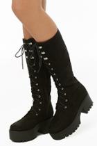 Forever21 Faux Suede Knee-high Platform Combat Boots