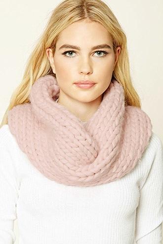 Forever21 Pink Purl Knit Infinity Scarf