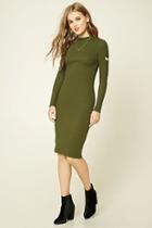 Forever21 Women's  Olive Chevron Patch Knit Dress