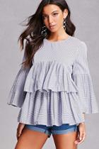 Forever21 Tiered Ruffle Pinstripe Top